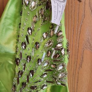 Green Beaded Satin Dress